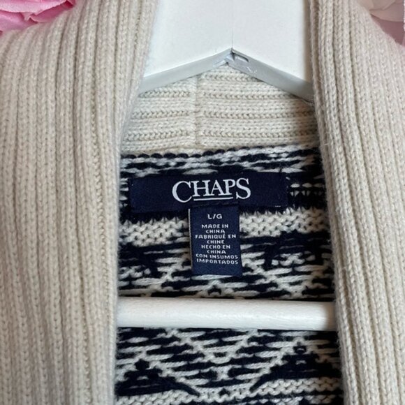 Chaps Fair Isle Coastal Cardigan Sz L - Picture 2 of 5
